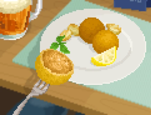 Narrow-barred Spanish Mackerel Arancini image from Dave the Diver Wiki