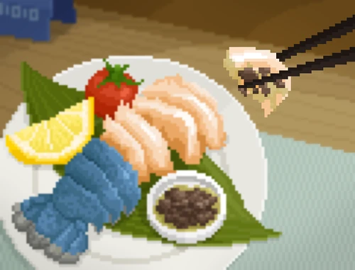 Truffle Blue Lobster Tail Sushi image from Dave the Diver Wiki